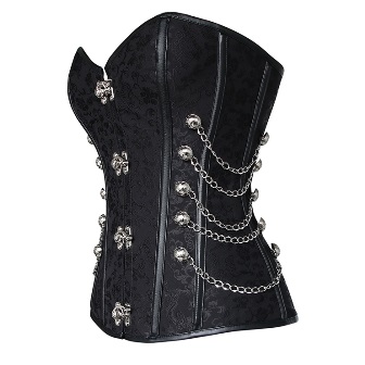 black steampunk corset chains steel boned australia