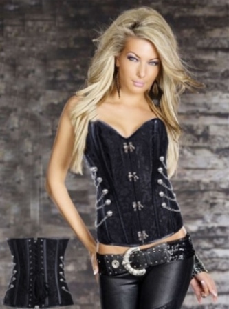 black steampunk corset chains steel boned