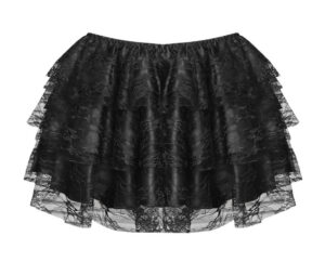Black Burlesque Multi Layered Satin Lace Mini Skirt