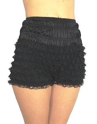 Black Rockabilly Retro Ruffle Lace Pettipants Bloomers Witches Britches