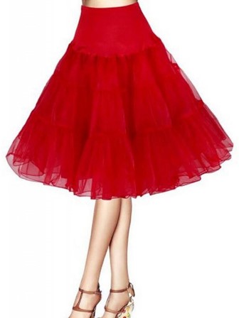 red crinoline layered petticoat