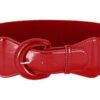 Red PU Elastic Stretch Cinch Belt for Corset Retro Rockabilly Regular & Plus Size