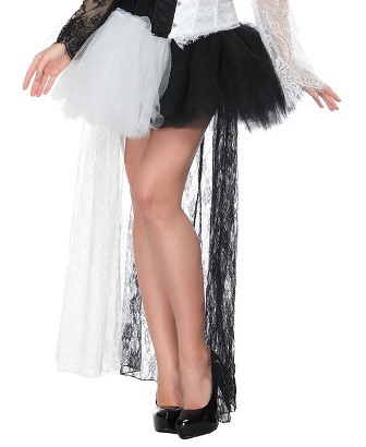 Black and White Harlequin Jester High Low Skirt