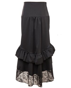 Black Victorian Burlesque Steampunk High Low Skirt