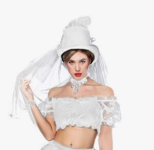 White Organza Off Shoulder Ruched Crop Top Short Lace Sleeves