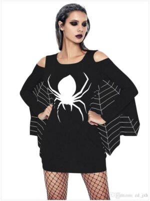 Spiderweb Halloween Jersey Dress Costume