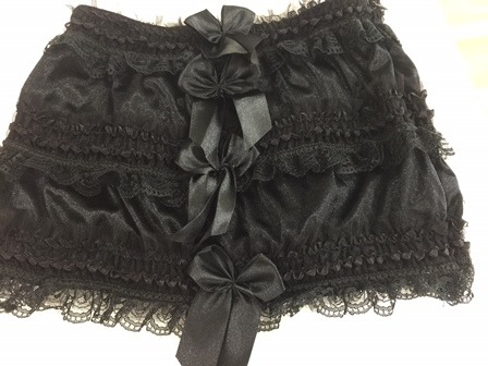 Black Satin, Lace & Bows Burlesque Micro Mini Skirt