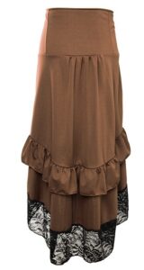 Brown Victorian Burlesque Steampunk Skirt Lace Trim