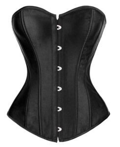 Black Satin Corset With Front Busk Closure