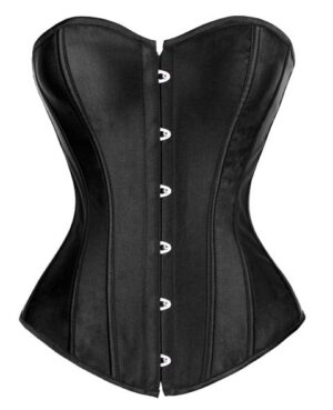 Black Satin Corset With Front Busk Closure
