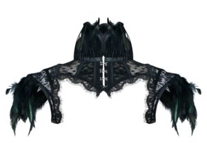 Burlesque Gothic Black Feather Cape Shrug