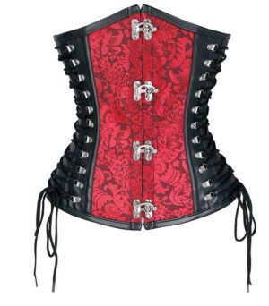 Red Black plus size underbust steampunk corset