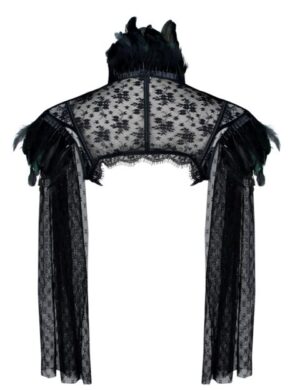 Burlesque Gothic Black Feather Shrug Cape Long Sleeves - Leopard & Lace ...