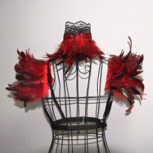 Burlesque Red Feather Costume Collar Accessory
