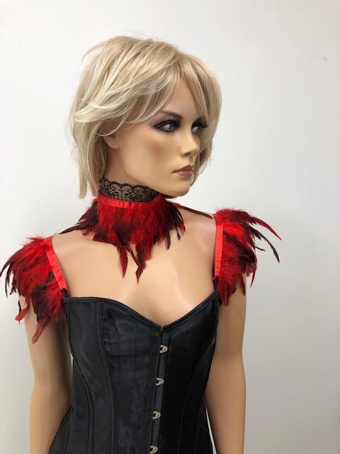 Burlesque Red Feather Costume Collar Accessory