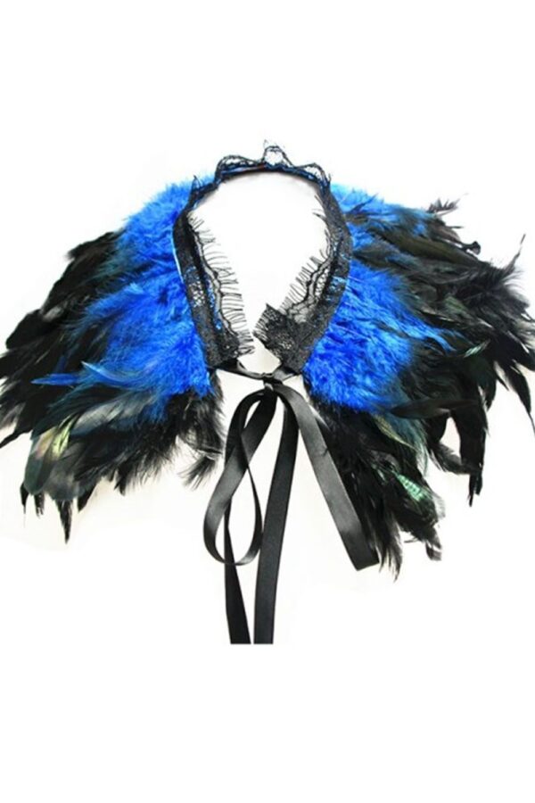 Burlesque Victorian Blue Feather Cloak Shawl Cape