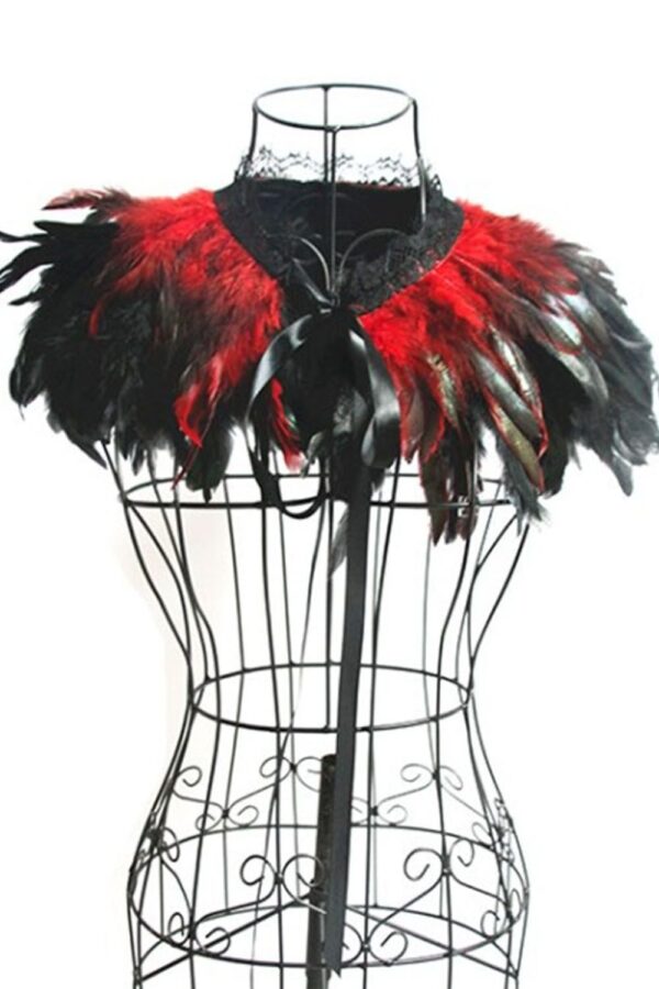Burlesque Victorian Red Feather Cloak Shawl