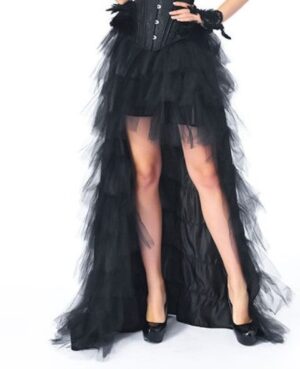 Black Multi Layered Burlesque Gothic Hi Low Skirt