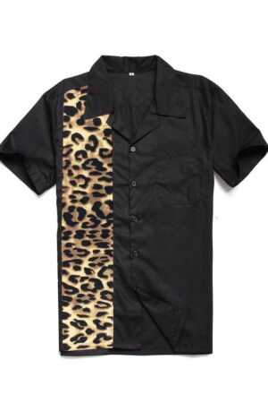 Leopard Print Retro Bowling Shirt