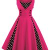 Pink With Black & White Polka Dots Vintage Retro Swing Dress Standard & Plus Size