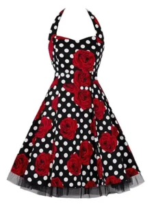 red polka dots dress