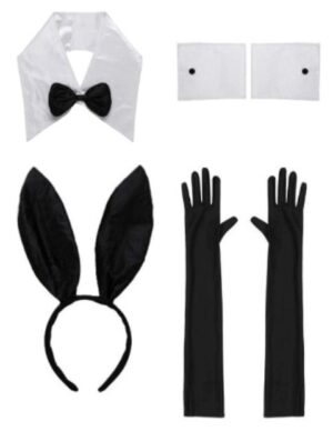 Playboy Bunny Costume Accessories + Long Black Gloves
