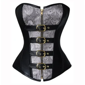 steampunk black and silver corset
