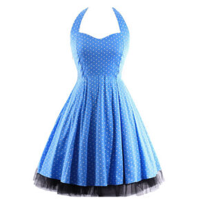 Blue White Polka Dot Retro Dress
