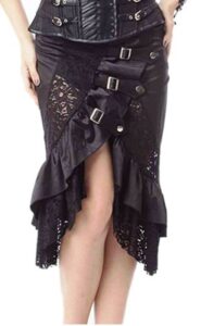 Black Gothic Punk Steampunk Buckle Skirt
