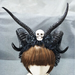 Gothic Dark Witch Horns Skull Headband