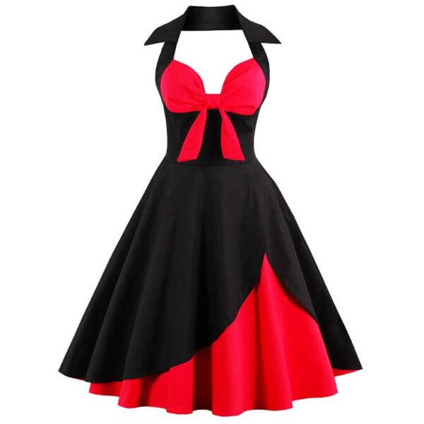 Black Red Halter Neck Retro Dress