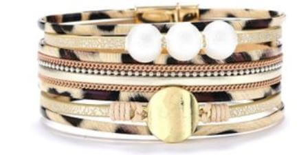 leopard print boho cuff bracelet