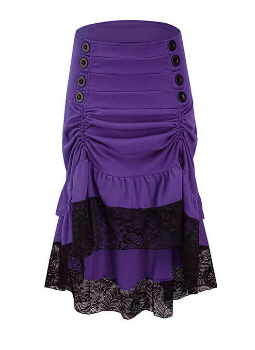 purple burlesque victorian steampunk skirt high low